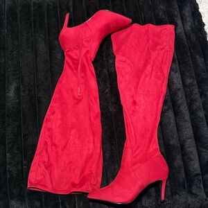 Chic Scarlet Over-the-Knee Boots Wide Width Wide Calf